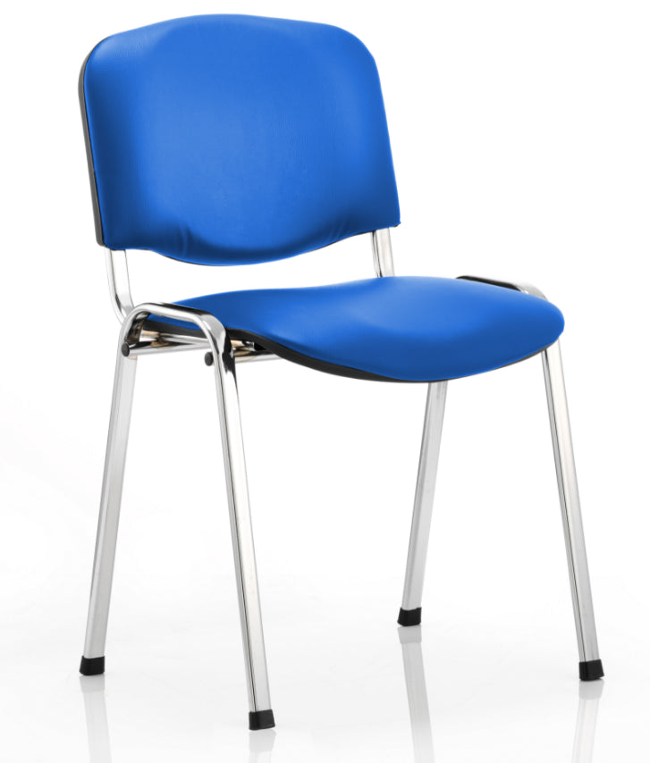 Stackable ISO Blue Vinyl Conference Chair - Black or Chrome Frame